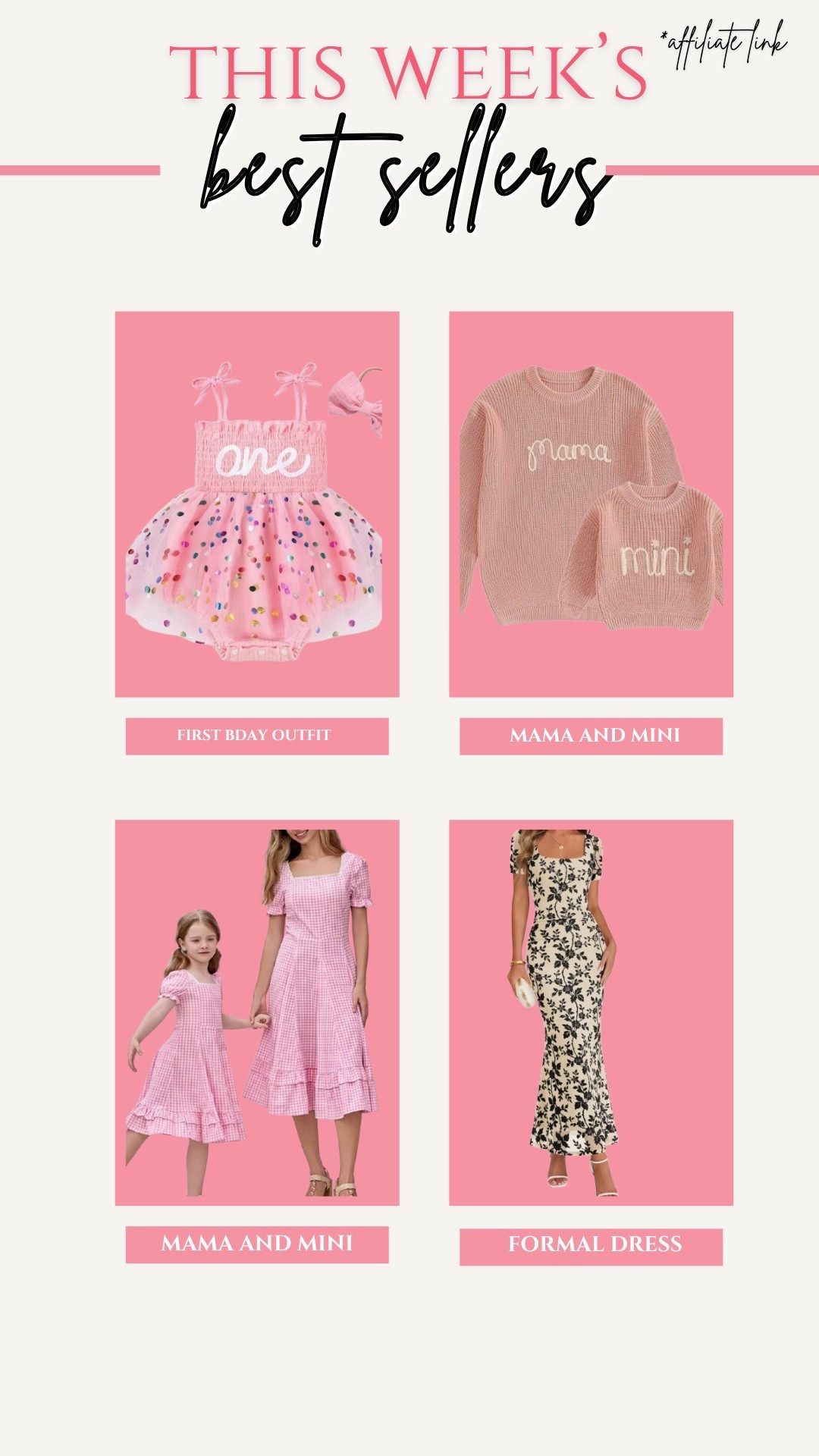 This weeks best sellers! Mama and mini outfits, formal dress, fist birthday dress

#LTKmomlife #LTKKids #LTKBump
