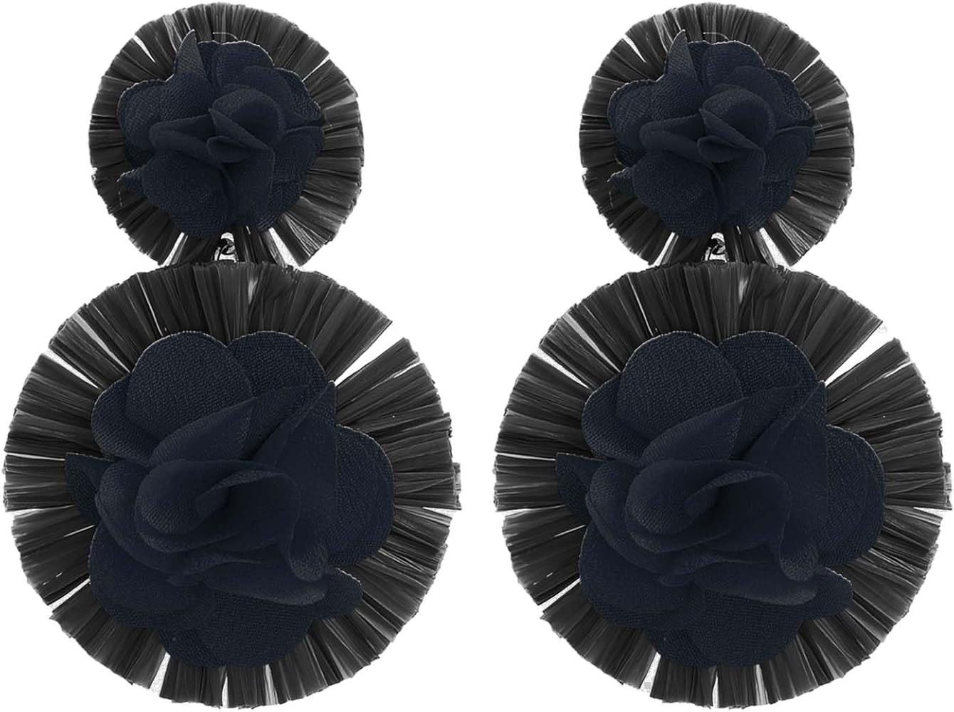 Colorful Raffia Flower Earrings for Women Statement Exaggerated Boho Handwoven Big Fabric Rattan ... | Amazon (US)