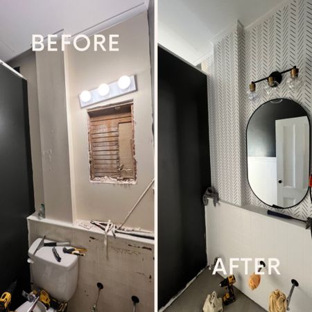 Bathroom home renovation 
#bathroomreno #bathroomdecor #homereno #blackandwhitebathroom #homedecor #homerenovations #homerenoonabudget

#LTKhome #LTKsalealert #LTKstyletip