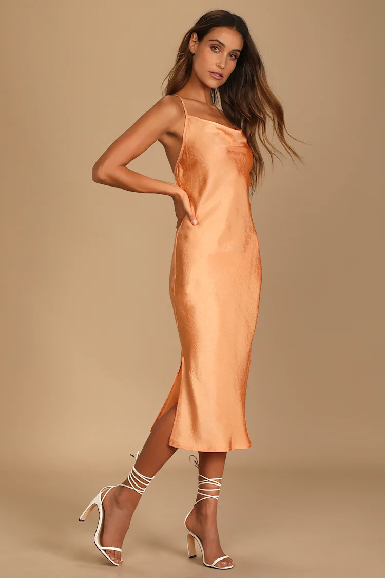 Lowe Light Orange Strappy Midi Dress | Lulus (US)