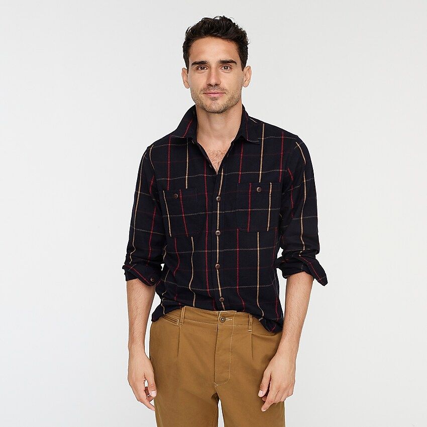 Slim midweight flannel workshirt in plaid | J.Crew US