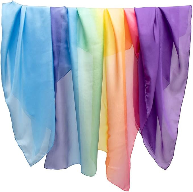 Sarah's Silks Set of 3 Playsilks - Rainbow Sky, 100% Silk Scarves for Dance, Movement and Pretend... | Amazon (US)