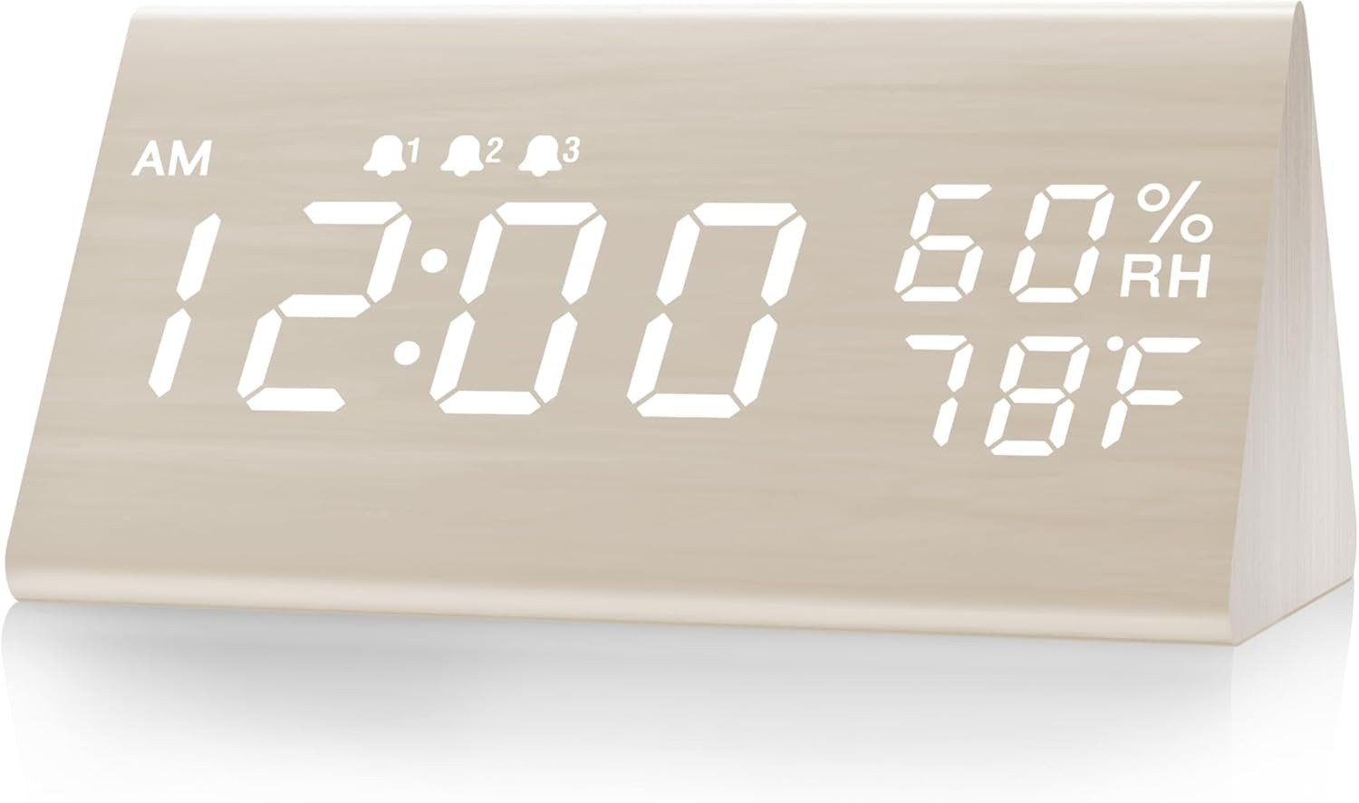JALL Digital Alarm Clock, with Wooden Electronic LED Time Display, 3 Alarm Settings, Humidity & T... | Amazon (US)