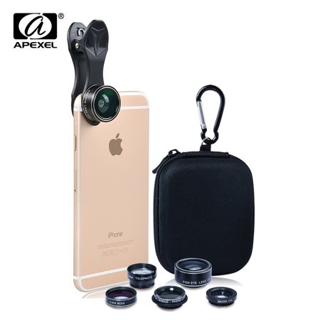 APEXEL Optic Mobile Phone Lens Fisheye Wide Angle Macro Tele CPL Filter Lens Phone Camera Clip Lens  | Walmart (US)