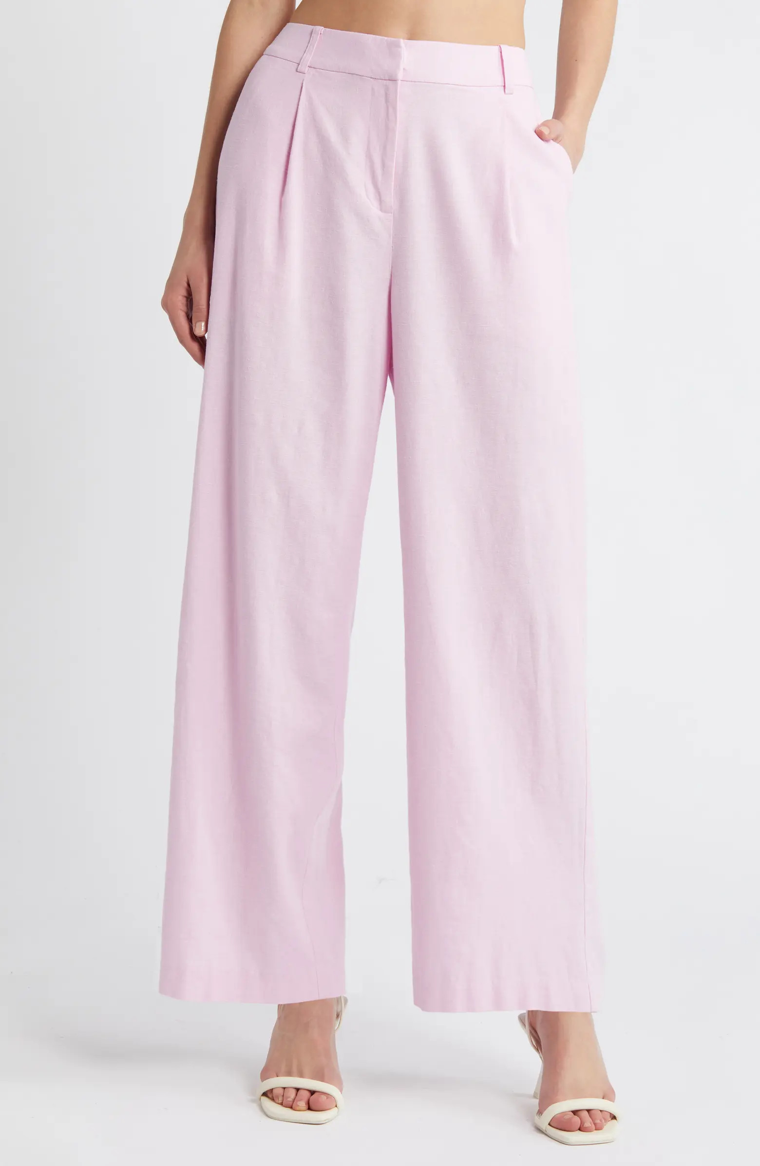 Wide Leg Linen Blend Pants | Nordstrom