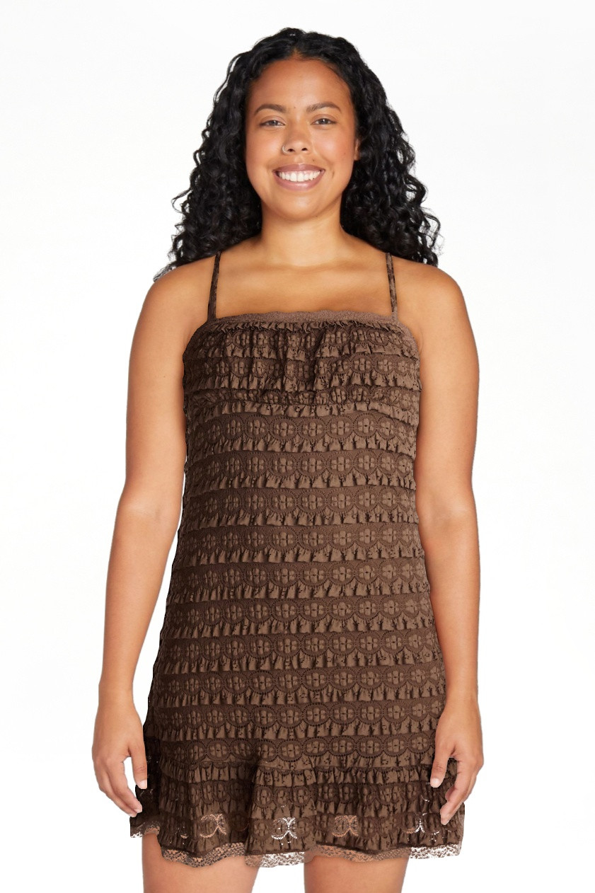 No Boundaries Lace Ruffle Mini Dress, Women’s XXS-XXL | Walmart (US)