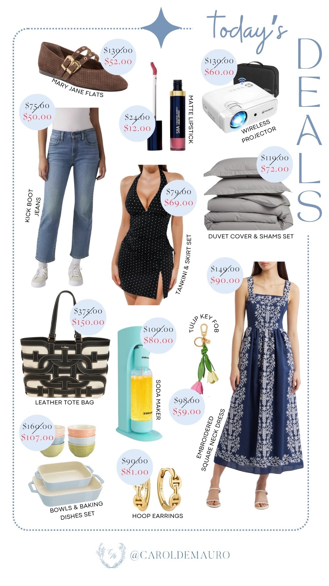 Today’s deals are perfect for prepping for warm-weather fun or treating yourself to some amazing finds! Get this embroidered square-neck dress, tankini and skirt set, Mary Jane flats, leather tote bag, earrings, matte lipstick, wireless projector, soda maker, bowls and baking set, and more—all at a discounted price!

fashion finds, spring outfits, capsule wardrobe, fashion accessories, trendy makeup, movie night, bedroom decor, kitchen essentials

#LTKSaleAlert #LTKHome #LTKootd