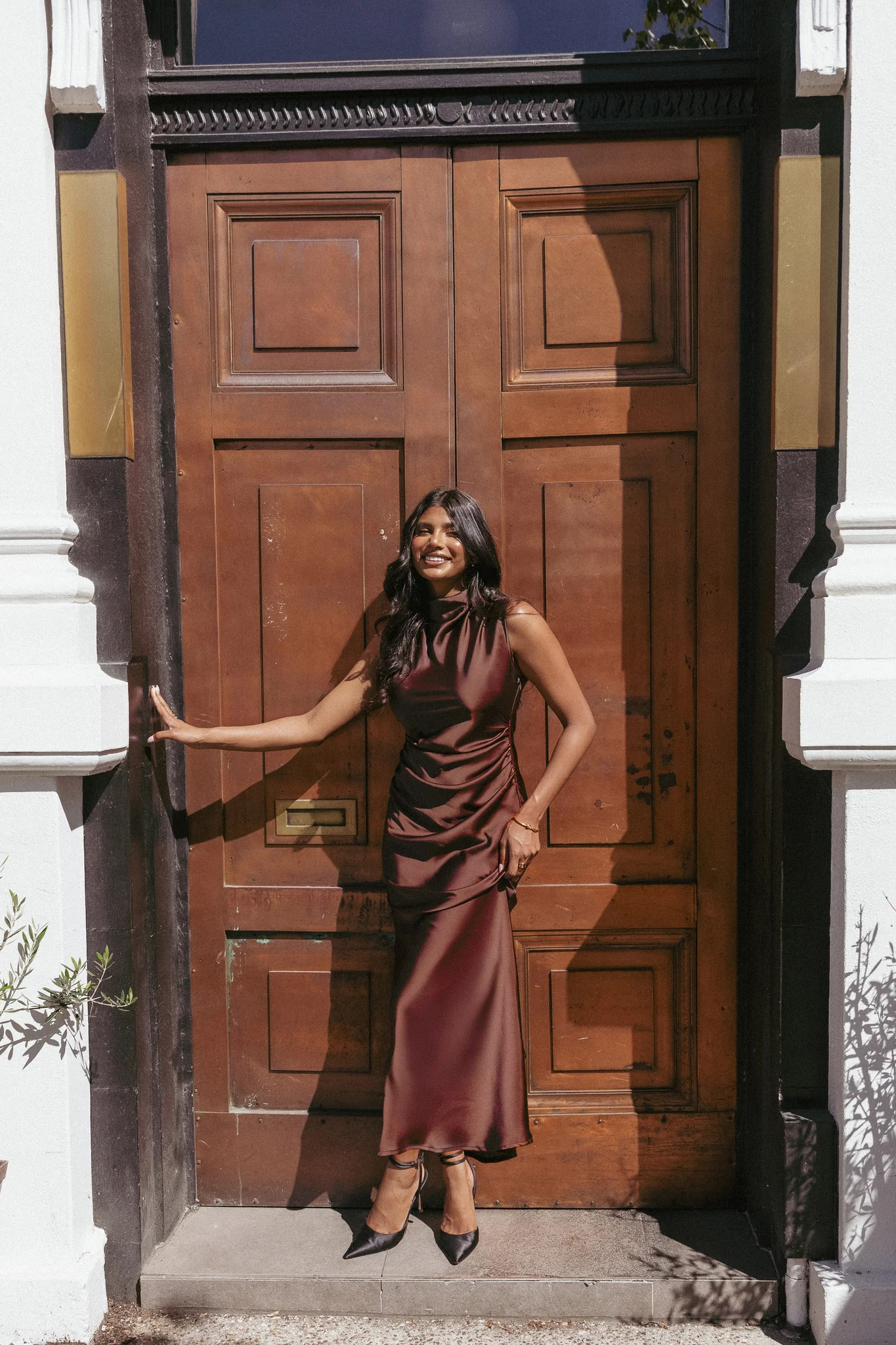 Meryn High Neck Dress - Brown | Petal & Pup (US)