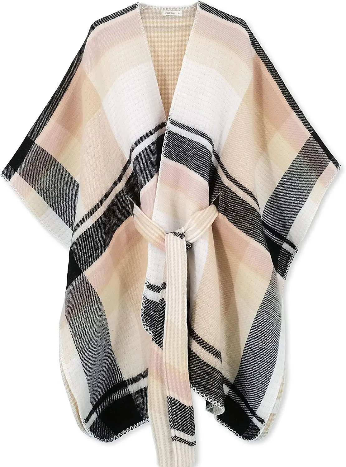 Moss Rose Women's Shawl Wrap Poncho Ruana Cape Open Front Cardigan with Belt for Fall Winter | Amazon (US)