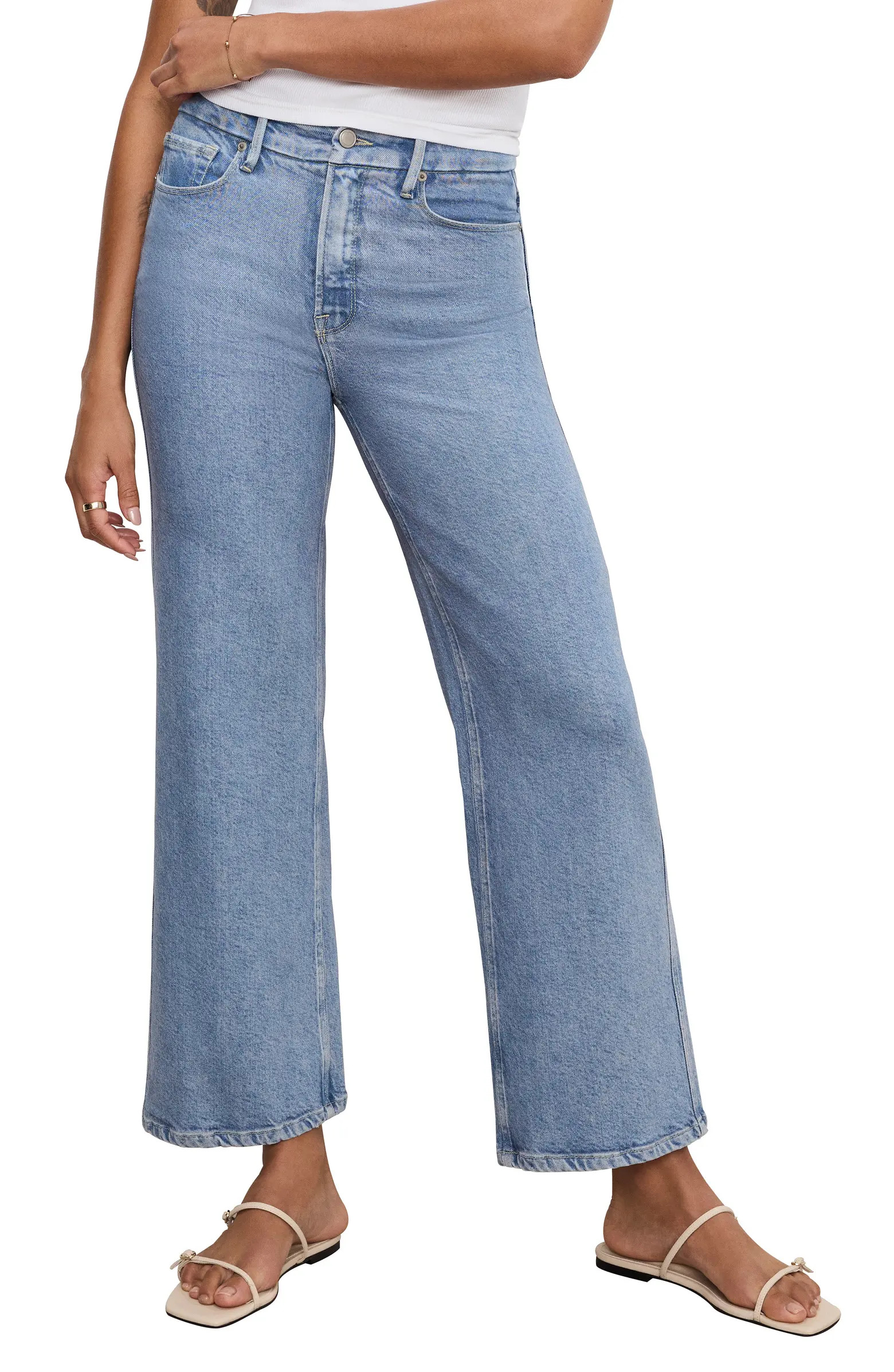 Good American Soft Tech Good Skate Crop Wide Leg Jeans | Nordstrom | Nordstrom