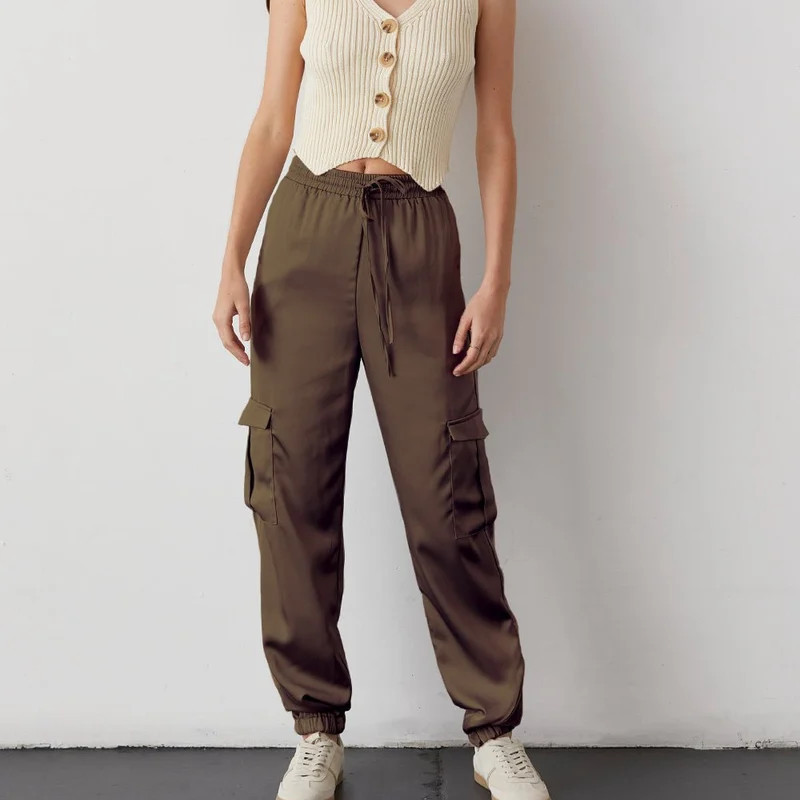 Crescent Brooklyn Satin Cargo Joggers - Brown - S | Verishop