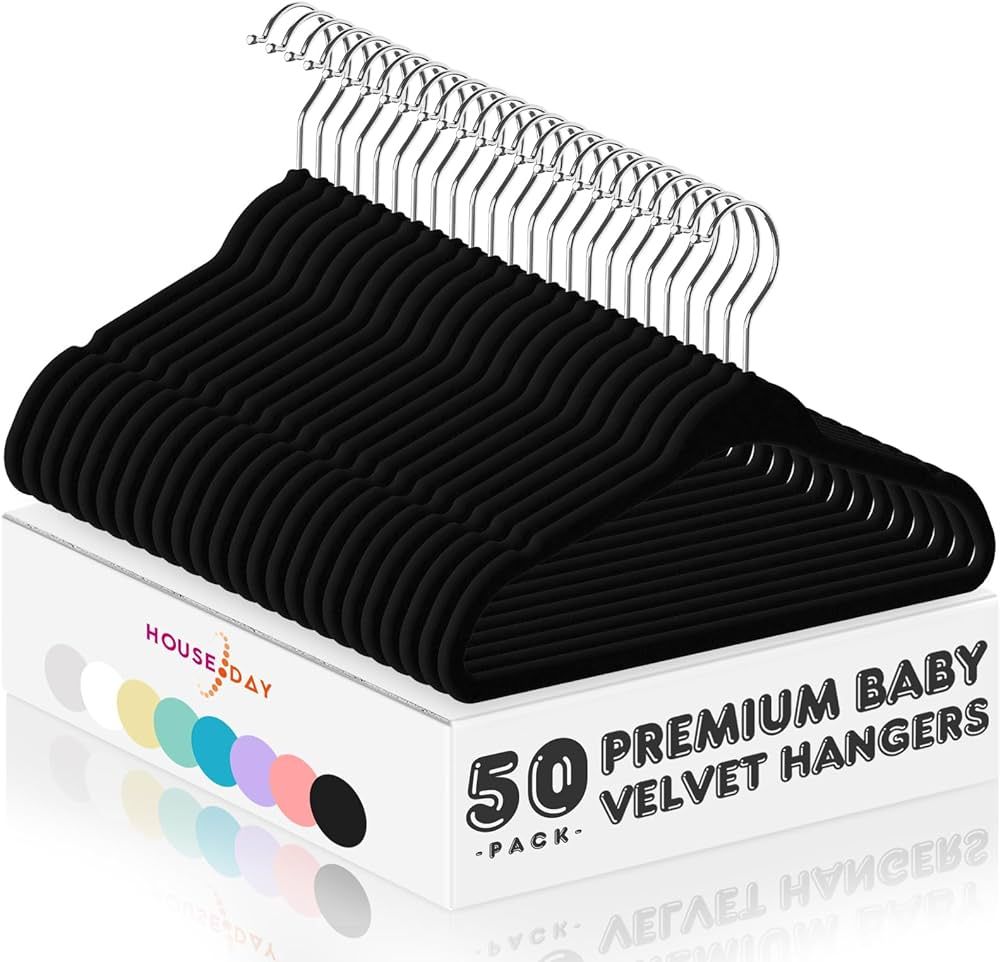 HOUSE DAY Velvet Baby Hangers 50 Pack, Premium Children's Hangers for Baby, Infant & Toddler Clot... | Amazon (US)