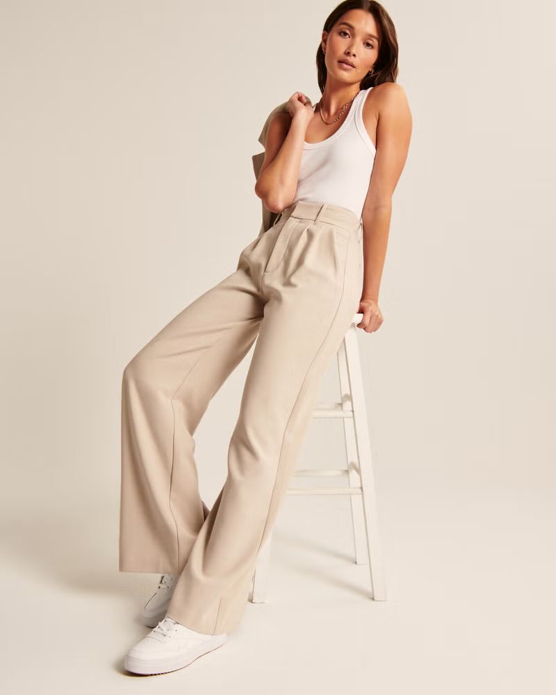 Women's Tailored Wide Leg Pants | Women's Bottoms | Abercrombie.com | Abercrombie & Fitch (US)