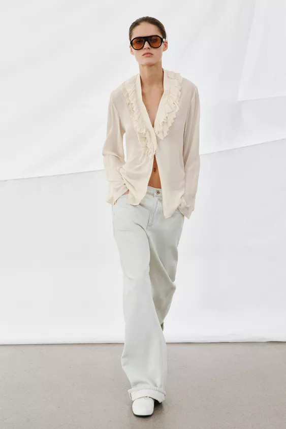 ZW COLLECTION LIMITED EDITION FLOWY RUFFLE SHIRT | Zara US