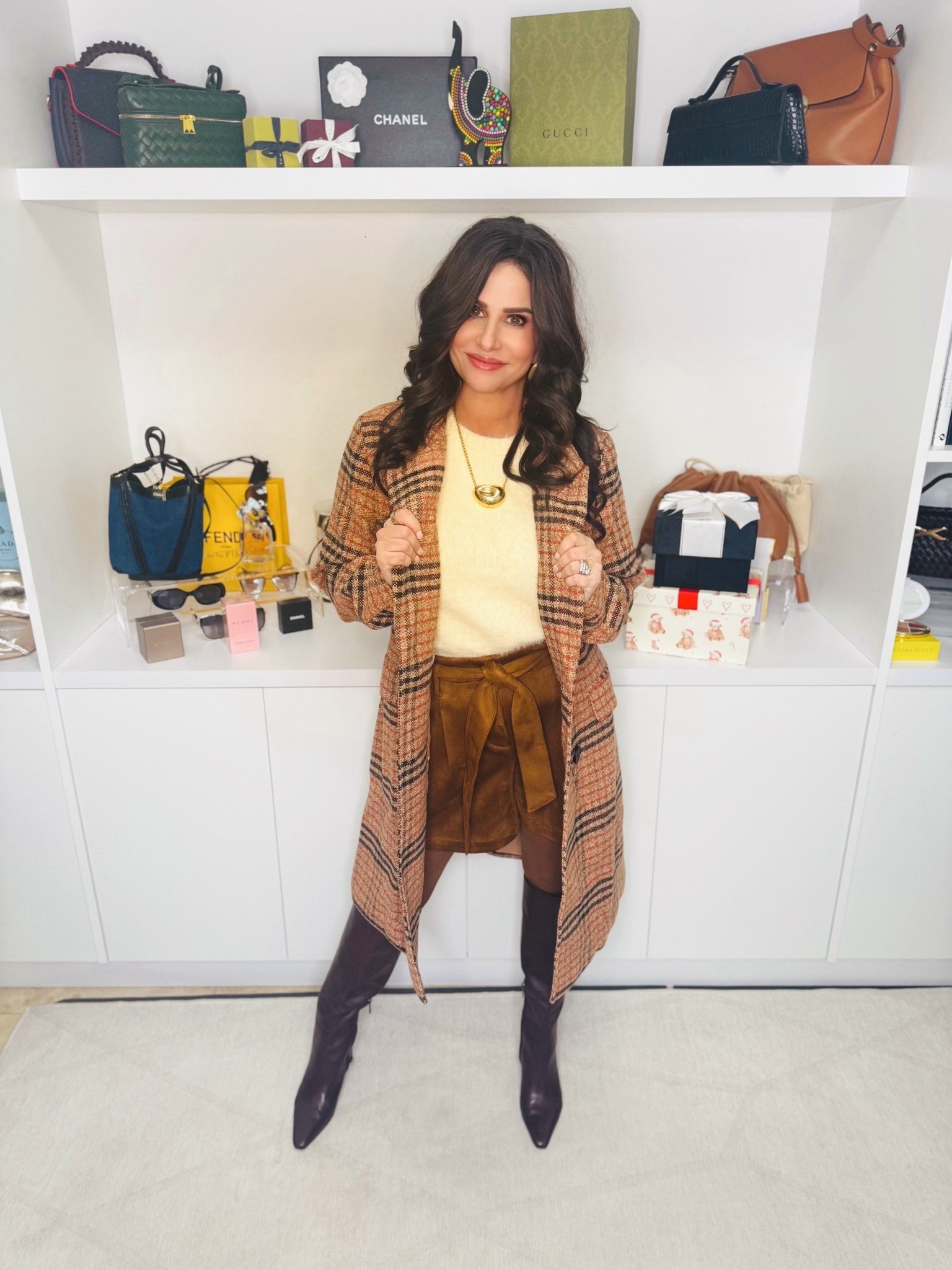 Such a great fall / winter look . Lined / wool coat. Top sm ( eyelash top ) suede shorts 0p . #winterstyle #winterinspo 

#LTKOver40 #LTKSeasonal #LTKSaleAlert