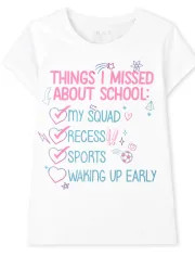 Girls Short Sleeve 'Things I Missed About School' Graphic Tee | The Children's Place | The Children's Place