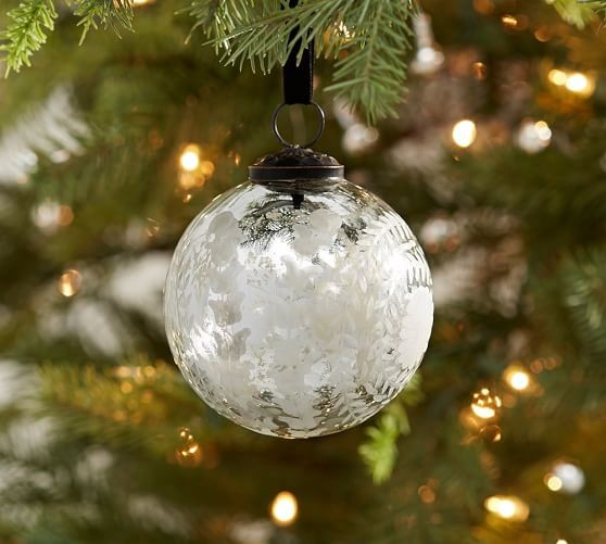Etched Mercury Glass Ornament - Silver | Pottery Barn (US)