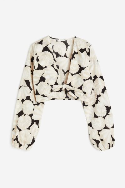 Linen-blend Crop Blouse | H&M (US + CA)