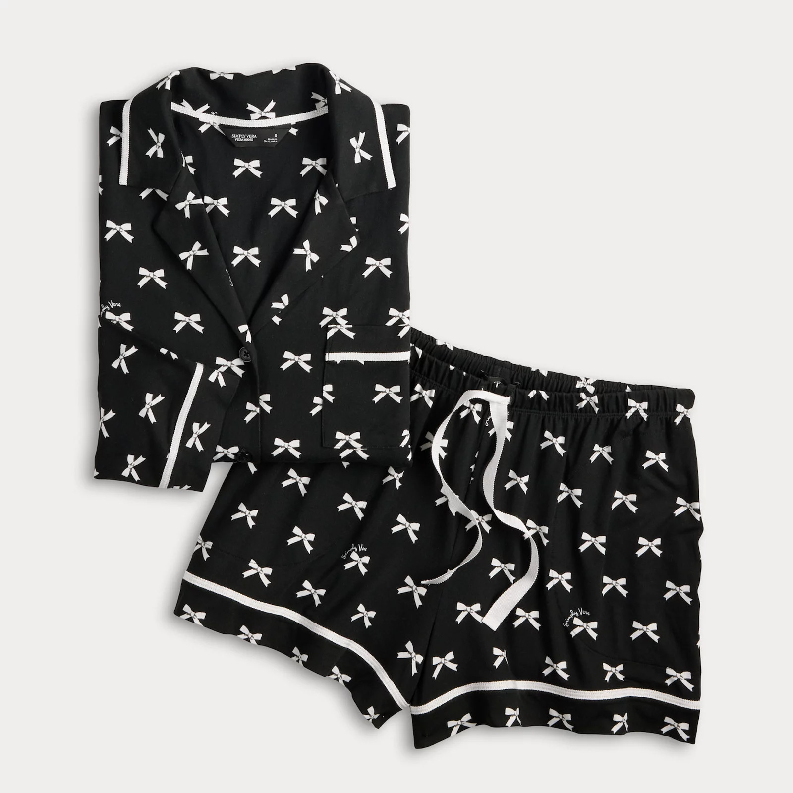 Women's Simply Vera Vera Wang Cozy Long Sleeve Notch Pajama Top & Pajama Boxer Set | Kohl's