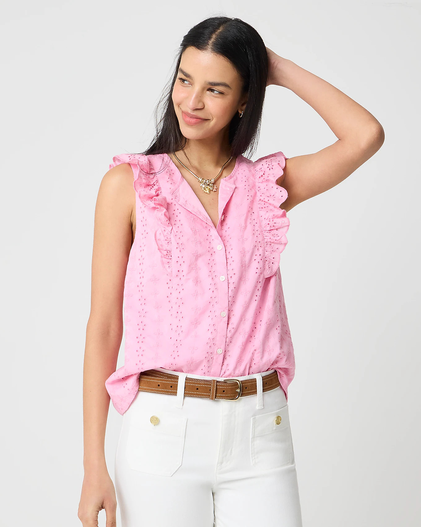 Eyelet flutter-sleeve top | J.Crew Factory