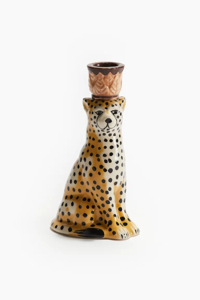 Cheetah Candlestick - Beige/cheetah - Home All | H&M US | H&M (US + CA)