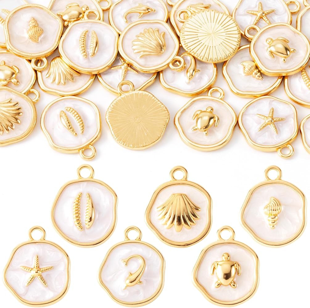 Beach/Cross Enamel Charms for Jewelry Making     Flat Round Charm for Jewelry Making Necklace | Amazon (US)