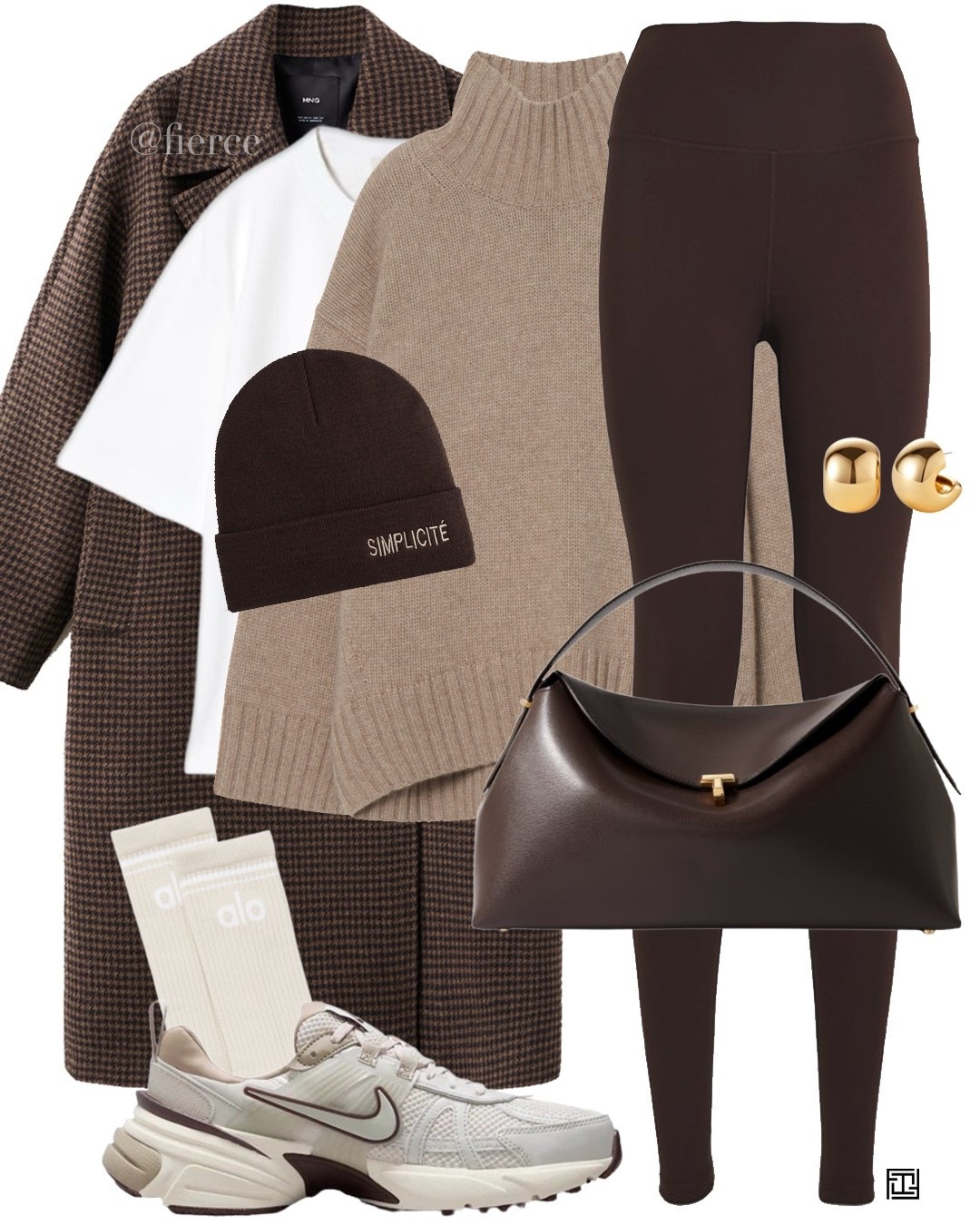 Chocolate brown leggings beige oversized jumper Toteme chocolate brown t lock bag brown houndstooth coat athleisure outfit weekend school run

#LTKwinter #LTKeurope #LTKuk