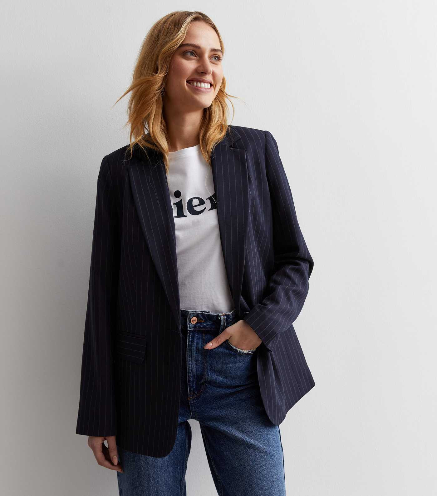 Navy Pinstripe Blazer | New Look | New Look (UK)