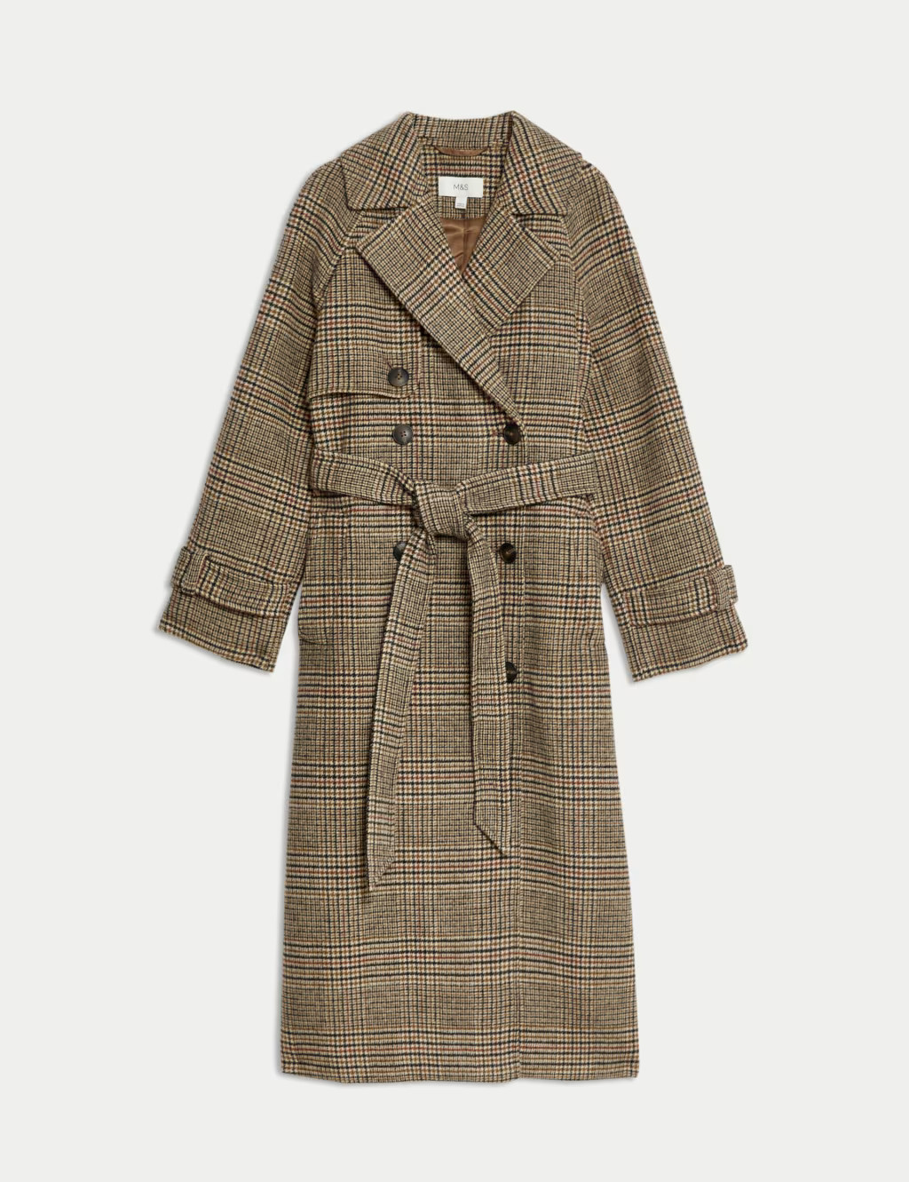 Checked Longline Trench Coat with Wool | Marks & Spencer (UK)