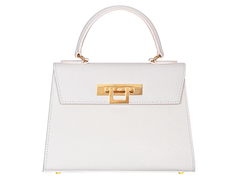 Fonteyn Midi Dolomite Pebble Print Calf Leather Handbag - White | Lalage Beaumont
