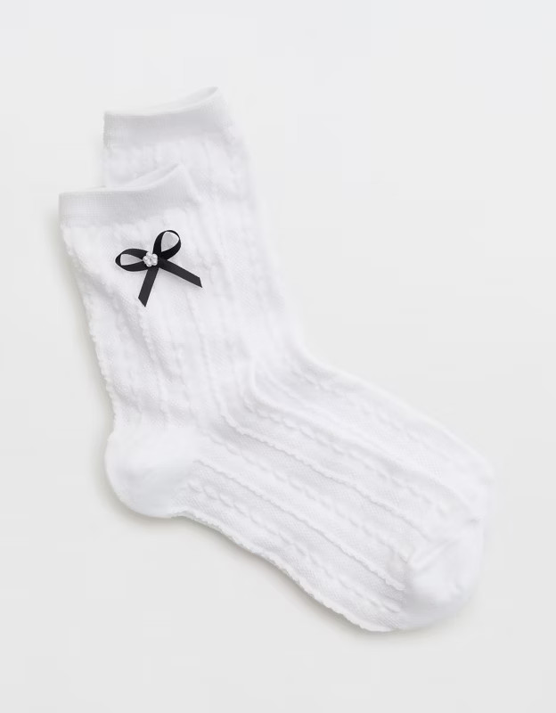 Aerie Pearl Bow Crew Socks | Aerie
