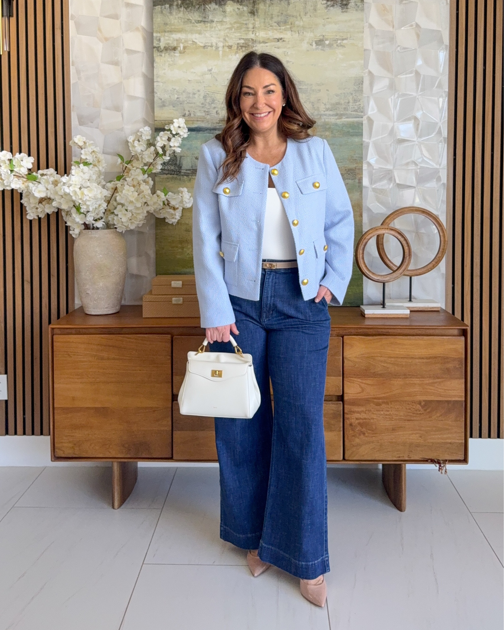 Spring jacket great for business casual days! Wearing large jacket, XL tank, jeans tts, 31 

#springoutfit #springworkwear #springjacket 

 #LTKOver40 #LTKMidsize #LTKWorkwear