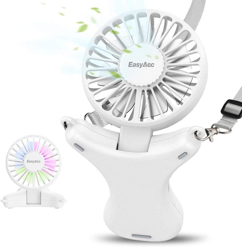 Necklace Fan, EasyAcc Hand Free Fan 3350mAh Rechargeable Battery Fan 3 Speed 3-17 Hours Adjustabl... | Amazon (US)