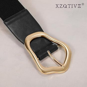 XZQTIVE Women Wide Elastic Waist Belt for Dresses Fashion Big Gold Buckle Stretchy Leather Waistb... | Amazon (US)
