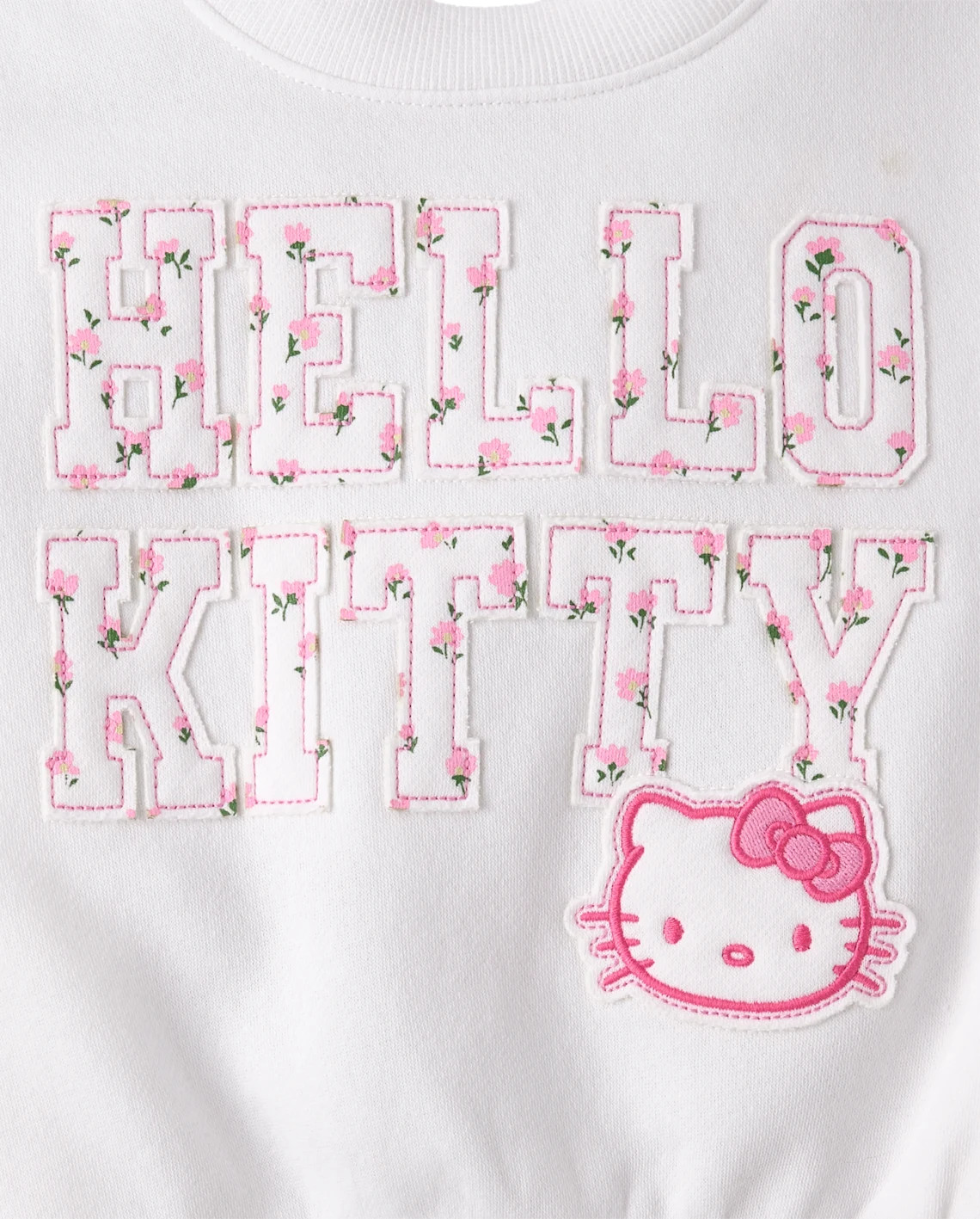 Girls Hello Kitty® Embroidered Premium Fleece Sweatshirt - white | The Children's Place