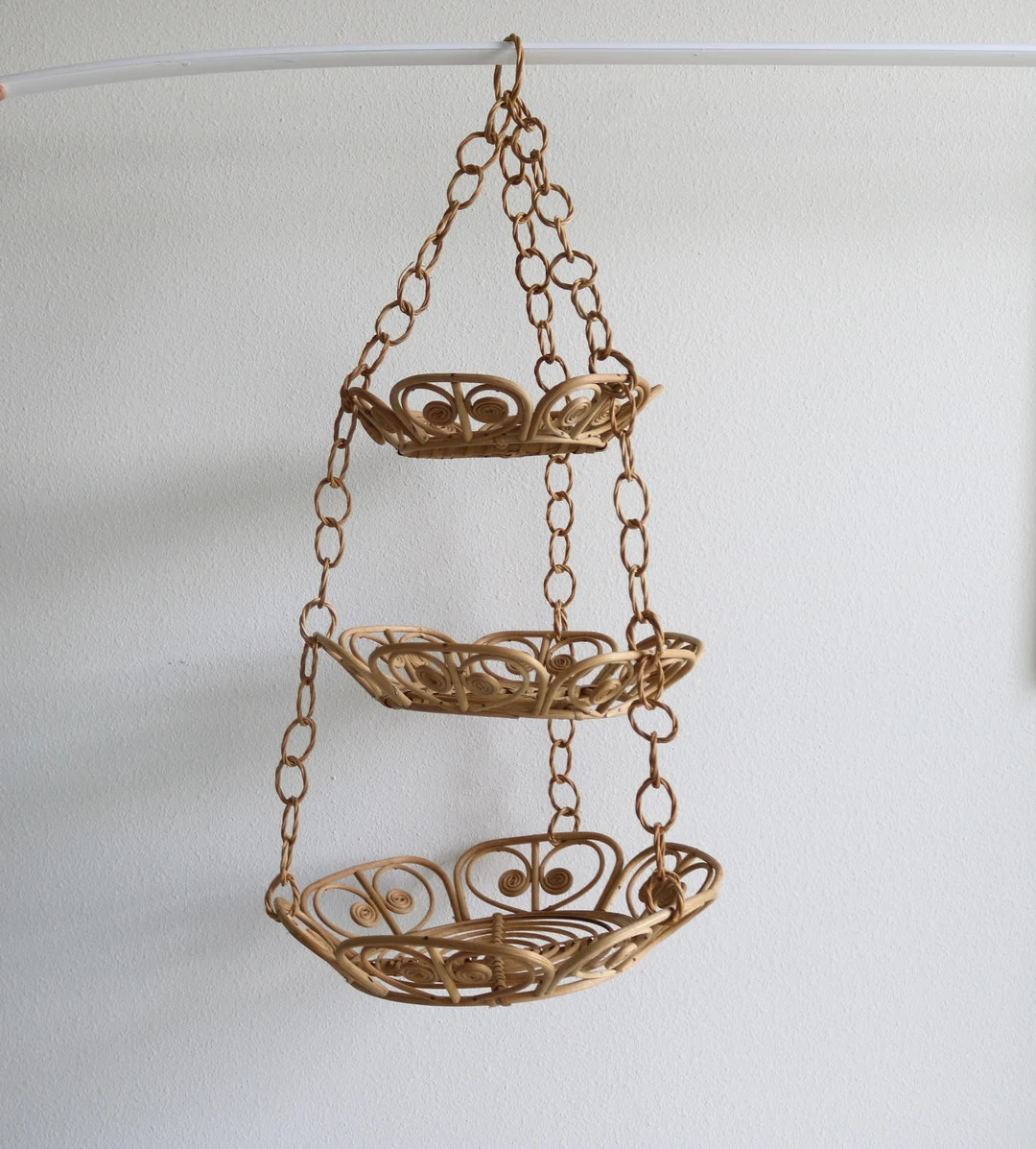 3 Tier Rattan Hanging Baskets for Veggies Fruit Vintage - Etsy | Etsy (US)