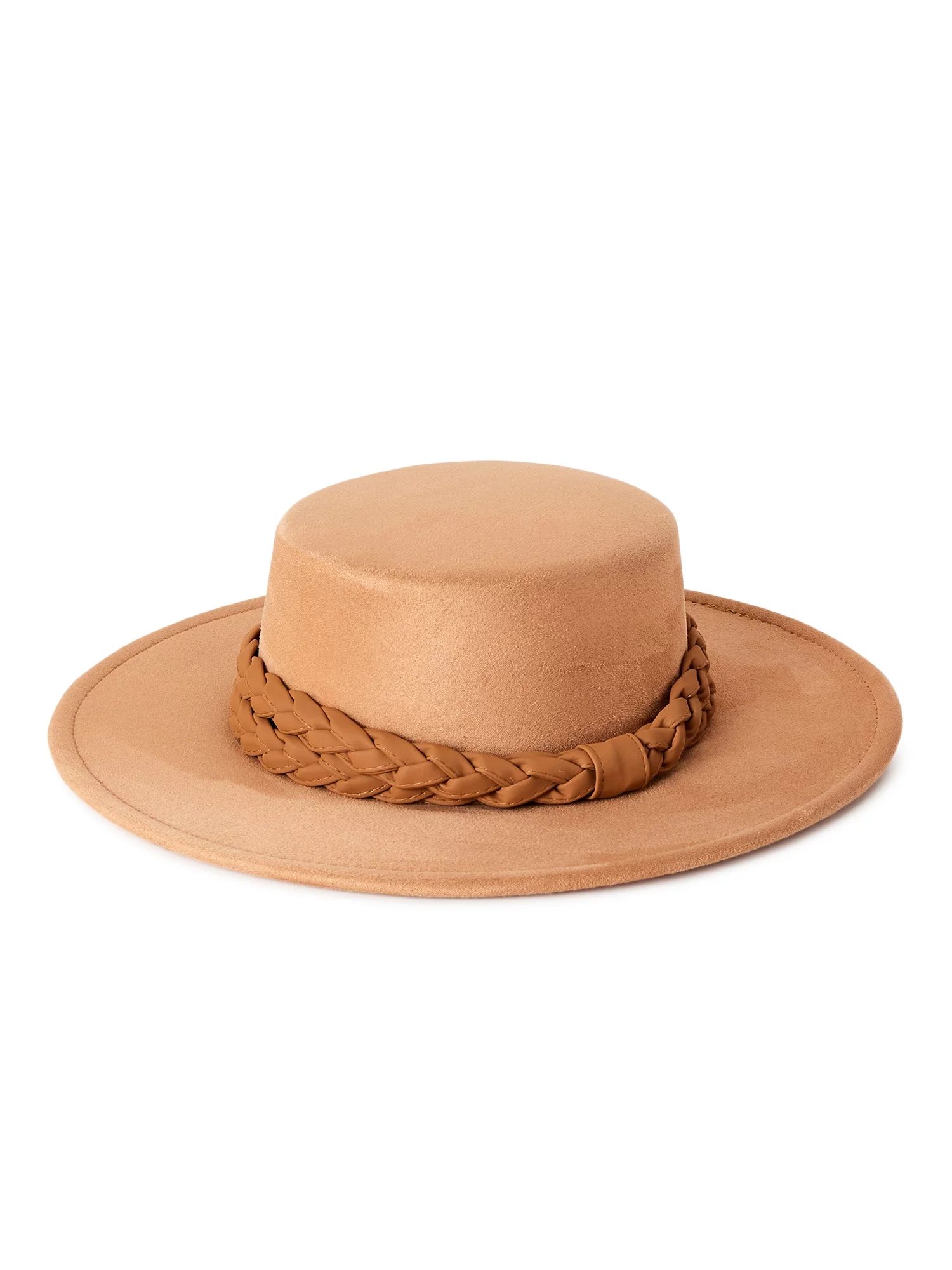 Time and Tru Adult Women's Boater Hat with Braided Trim - Walmart.com | Walmart (US)