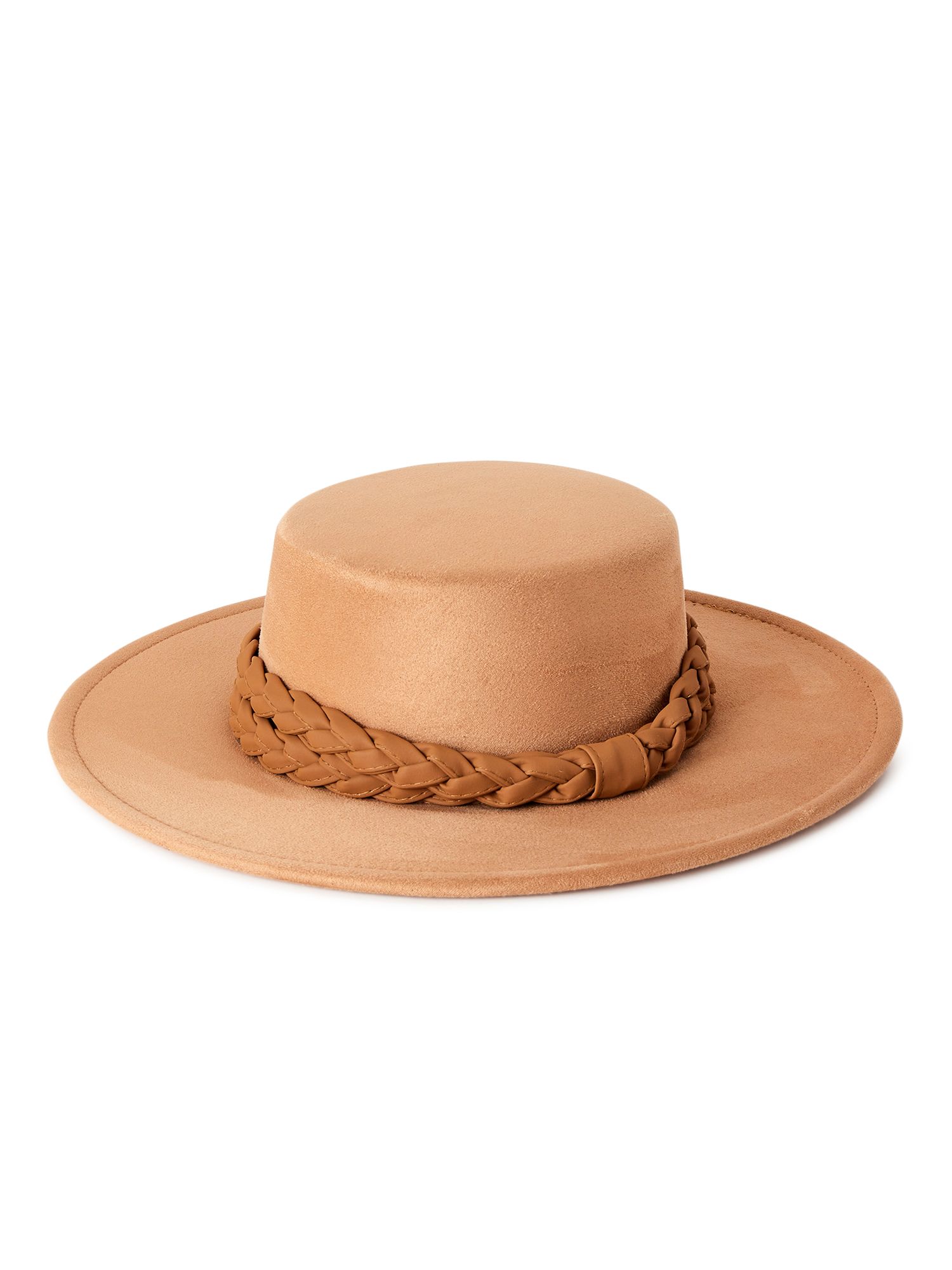 Time and Tru Adult Women's Boater Hat with Braided Trim | Walmart (US)