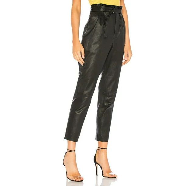 Pudcoco Womens High Waist Paperbag PU Leather Trousers Party Cigaratte Pants - Walmart.com | Walmart (US)