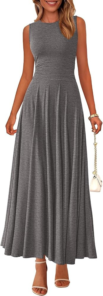 PRETTYGARDEN Womens Summer Dresses 2026 Casual Sleeveless Crewneck Aline Maxi Dress Stretch Tank ... | Amazon (US)