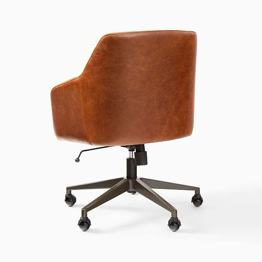 Helvetica Leather Swivel Office Chair | West Elm (US)