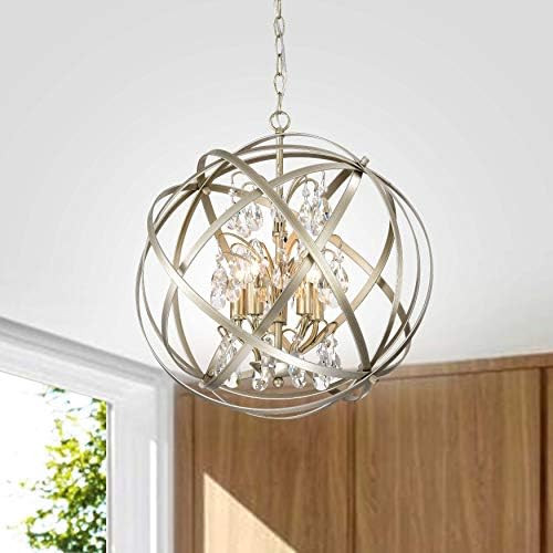 Jojospring Brushed Champagne Metal and Crystal Orb 5-Light Chandelier LJ-9995-GHT | Amazon (US)