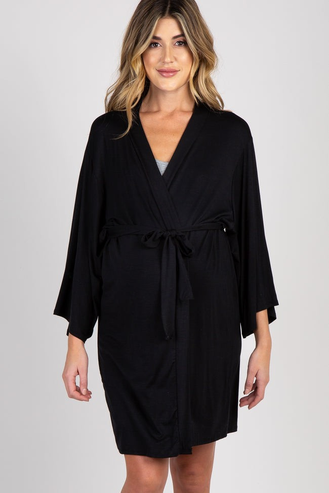 PinkBlush Black Delivery/Nursing Maternity Robe | PinkBlush Maternity
