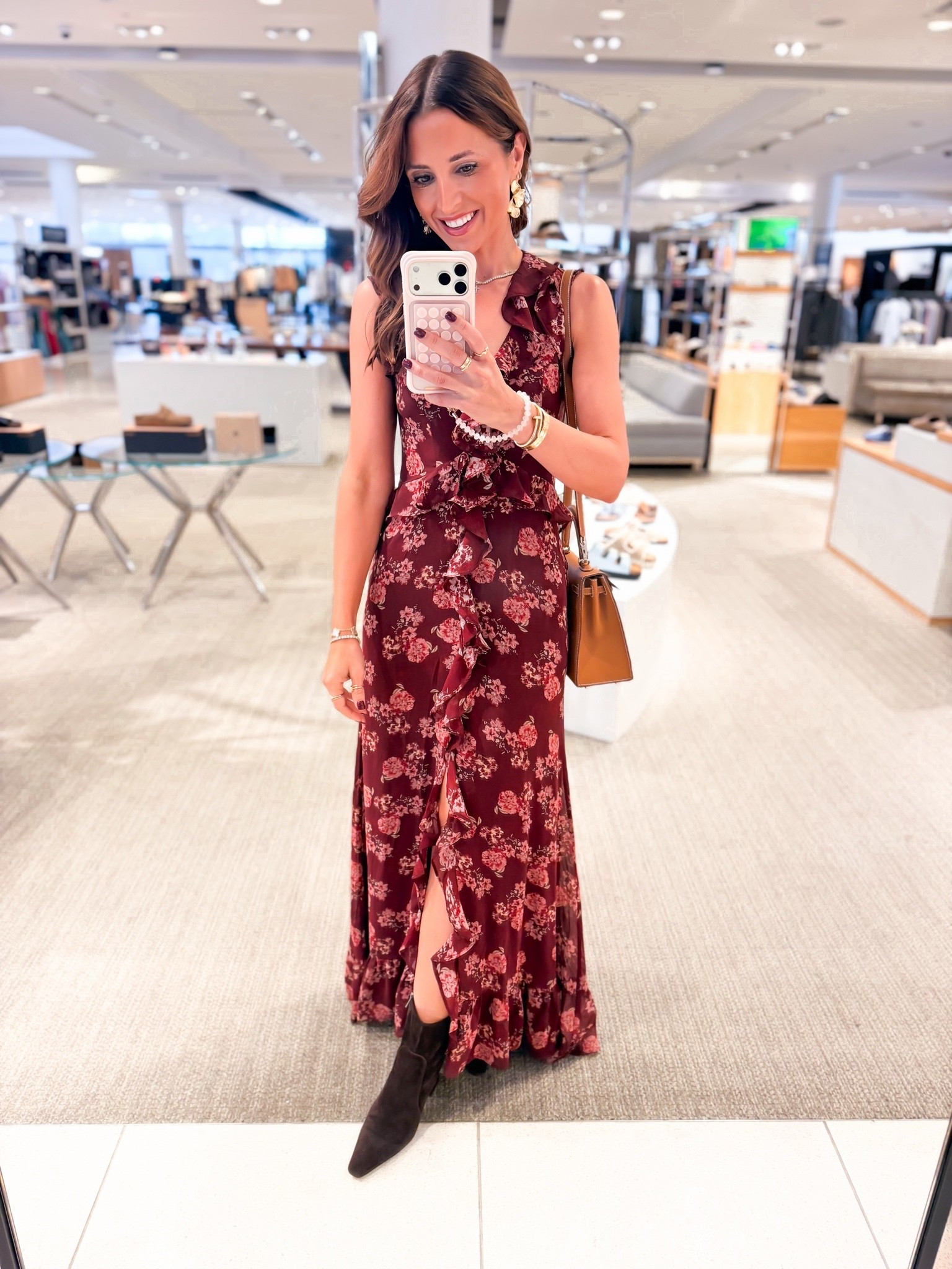 My brunch outfit of the day! Wearing XS. Code LISA123. Floral maxi dress. Fall wedding guest. Winter wedding guest. Cocktail dress. Party dress. Dinner dress. Dinner date. Brown chocolate booties - I went up half a size.

#LTKootd #LTKWedding #LTKTravel