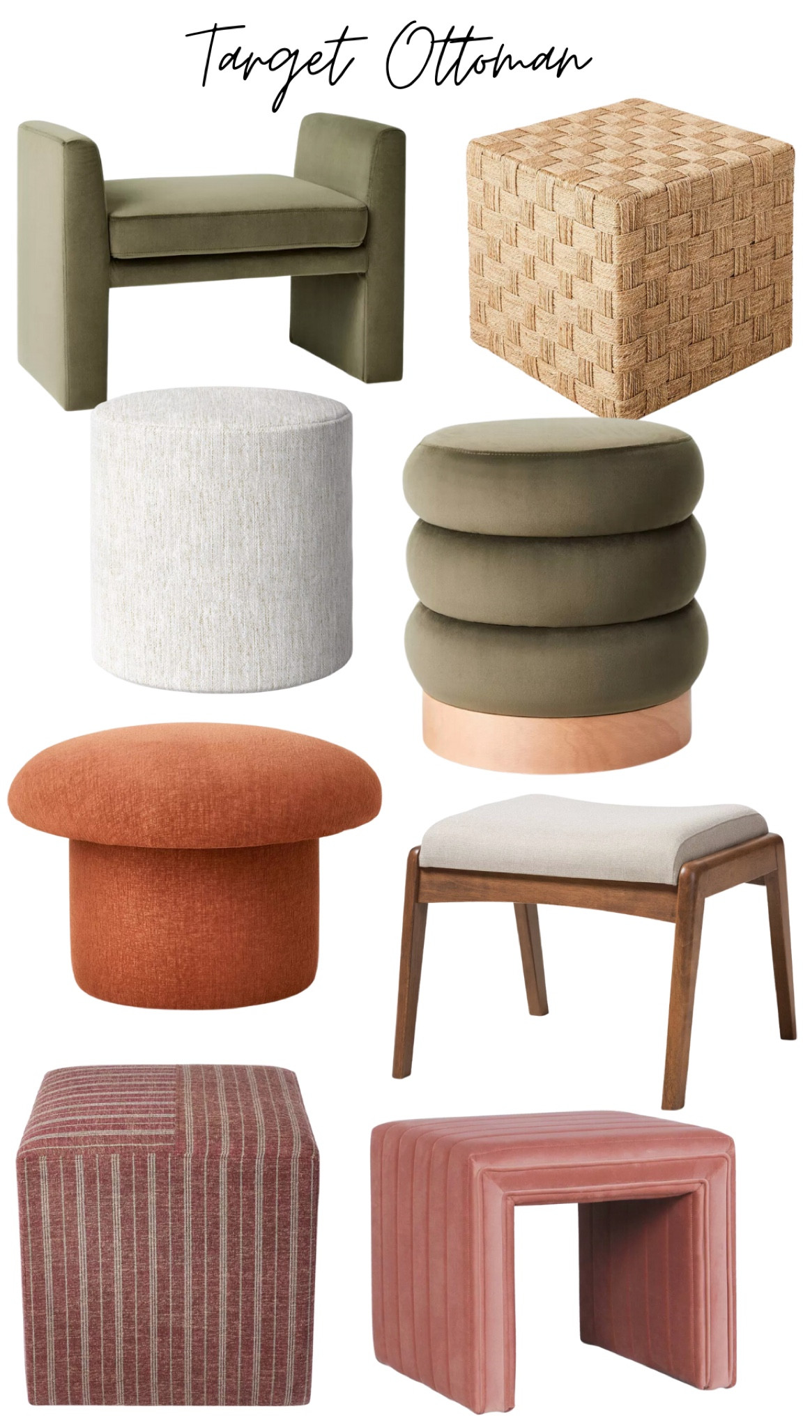I was shopping for an ottoman for a client and came across so many cute ones at Target!! Love all of these and thought you would too! I love using an ottoman under an open console, at the foot of a couch or chair or as an end table or even doubled up as a coffee table. Super versatile and fun. Check them out!! 

#LTKFind #LTKhome #LTKstyletip