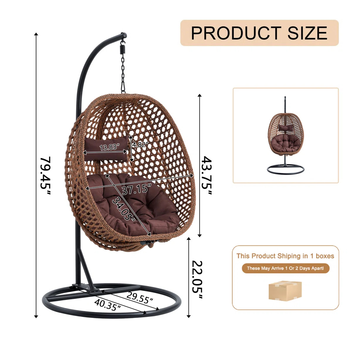 Charlie-Jade Modern Indoor / Outdoor Wicker Egg Chair with Stand, Natural PE Rattan Teardrop Swin... | Wayfair North America