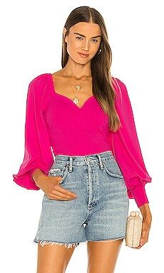 Susana Monaco Sweetheart Blouse in Punch Pink from Revolve.com | Revolve Clothing (Global)