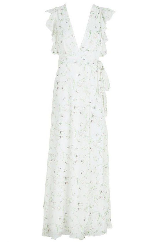 Floral Frill Detail Wrap Maxi Dress | Boohoo.com (US & CA)