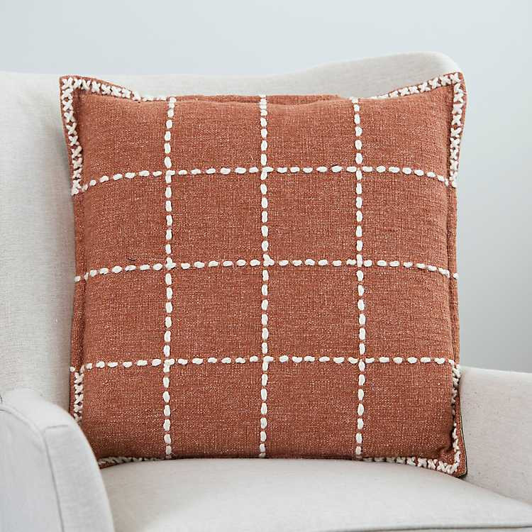 Spice Whip Stich Grid Pillow | Kirkland's Home