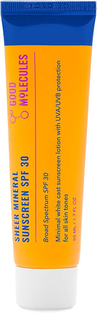 Good Molecules Sheer Mineral Sunscreen SPF 30 50ml/1.7oz - Invisible, Sheer, Zinc Oxide Sunscreen... | Amazon (US)